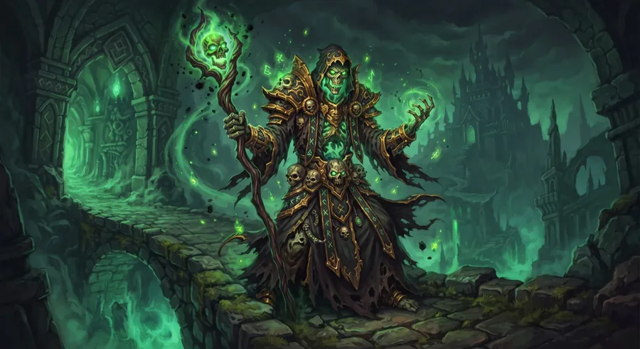 A lich in a green crypt